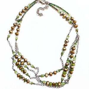 SILPADA Necklace Sterling Silver Pearls Green Aventurine SILPADA